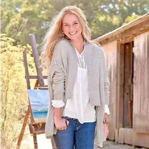 Sundance New Dimensions Gray Loose Knit Sweater/Cardigan Size Size S